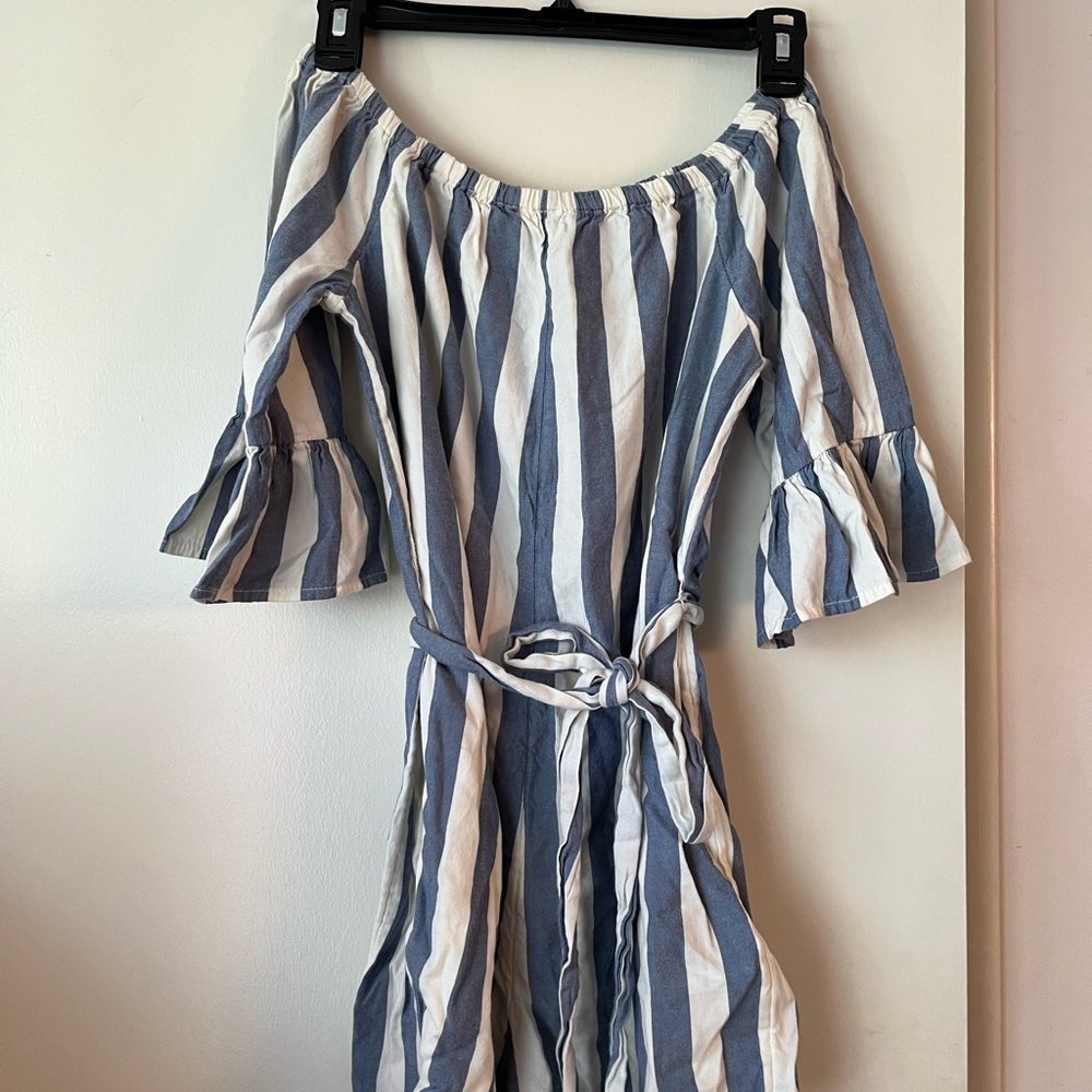 Billabong, striped blue and white short romper